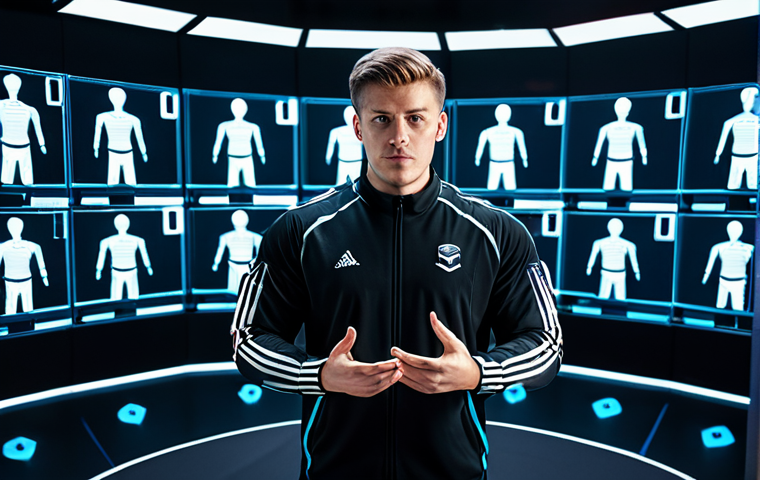 A focused e-sports professional, fully clothed in a sleek, modest e-sports uniform, diligently practicing complex skill sequences in a futuristic holographic training simulation room. Virtual practice dummies and transparent data overlays show precise hitboxes and ability cooldowns. The atmosphere is calm and analytical, emphasizing skill refinement and muscle memory development. Safe for work, appropriate content, fully clothed, professional dress, perfect anatomy, correct proportions, natural pose, well-formed hands, proper finger count, natural body proportions, high quality, professional photography.