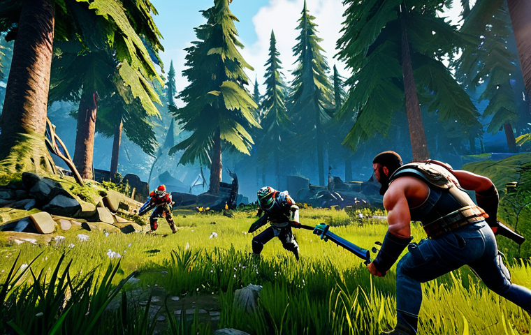 Intense Early Game Resource Fight**

"A chaotic scene on Lumia Island during the initial moments of an Eternal Return match, focusing on the struggle for resources. Two fully geared players clash near a key resource spawn point, weapons raised, amidst destructible environments. The setting is a forest clearing with dynamic lighting, emphasizing the urgency and competition. High-quality details, perfect anatomy, action shot, safe for work, appropriate attire, professional."

**
