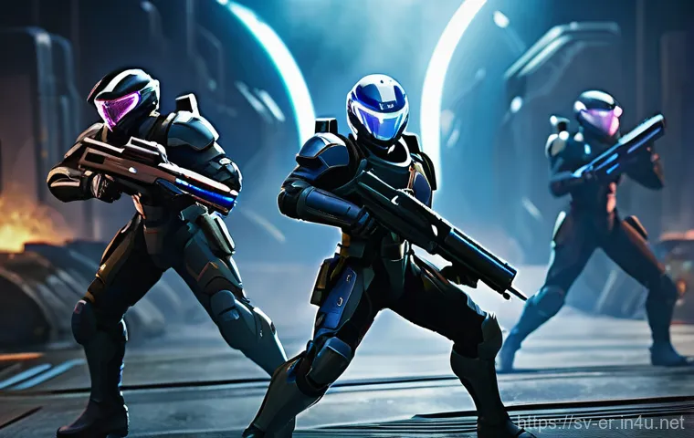 이터널리턴 클랜전 공략 - **Prompt:** A dynamic, action-packed scene from Eternal Return, showcasing three anime-style charact...