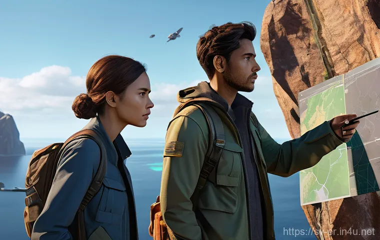 이터널리턴 클랜전 공략 - **Prompt:** A dynamic, action-packed scene from Eternal Return, showcasing three anime-style charact...