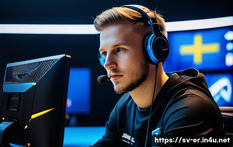 이터널리턴 커뮤니티 영향력 분석 - A dynamic esports tournament scene set in a modern Swedish gaming arena, featuring diverse players i...