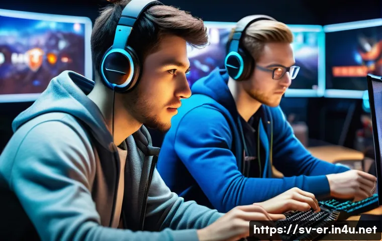 이터널리턴 클랜 시스템 활용 - A vibrant and dynamic scene of a diverse gaming clan team engaged in an intense strategy session ins...