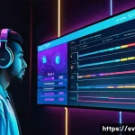 이터널리턴 리더보드 확인법 - A detailed futuristic esports leaderboard interface displayed on a sleek digital screen in a high-te...