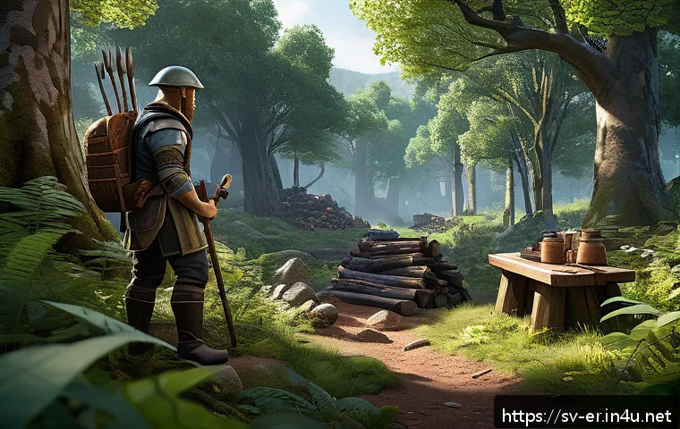 이터널리턴 커뮤니티 상위 랭킹 공략 - A detailed fantasy game scene showing a skilled player character collecting key resources early in a...