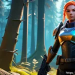 이터널리턴 유저 리뷰 종합 - A vibrant, stylized battle royale and MOBA hybrid game scene featuring a dynamic female character we...