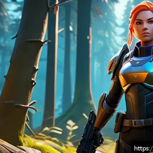 이터널리턴 유저 리뷰 종합 - A vibrant, stylized battle royale and MOBA hybrid game scene featuring a dynamic female character we...