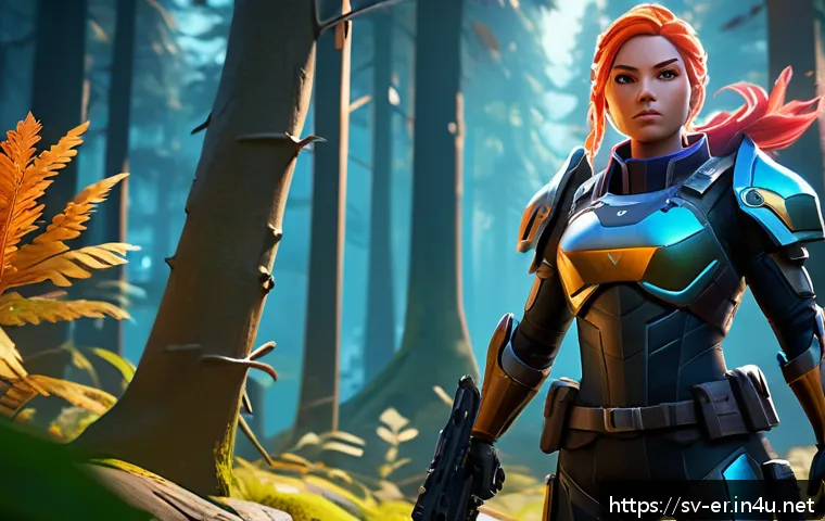 이터널리턴 유저 리뷰 종합 - A vibrant, stylized battle royale and MOBA hybrid game scene featuring a dynamic female character we...