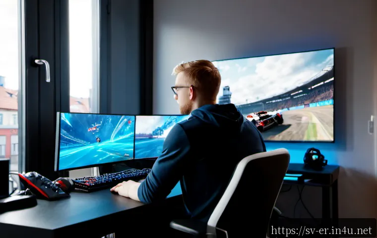 Home 17 이터널리턴 최단 시간 레벨업 팁 - Photorealistic Scandinavian esports player in a clean Stockholm apartment, focused at a desktop gami...