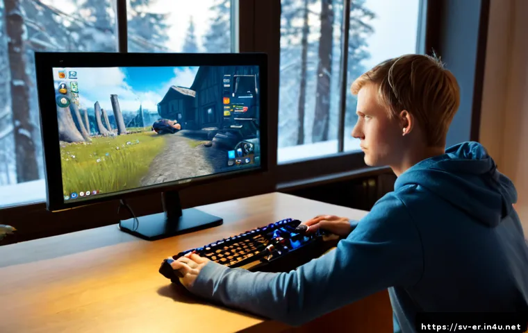 Home 17 이터널리턴 신규 유저 리뷰 - Photorealistic scene of a Swedish young adult gamer experiencing a fast-paced futuristic survival ar...